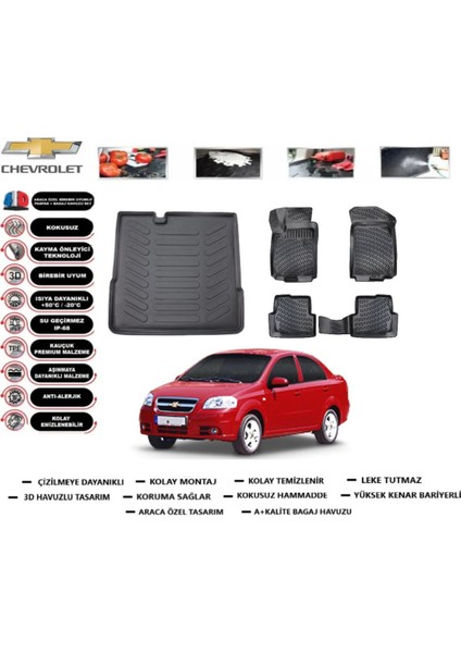 Chevrolet Aveo Sedan 2015 Model Bagaj Havuzu Araca Özel Paspas Takımı Prrox