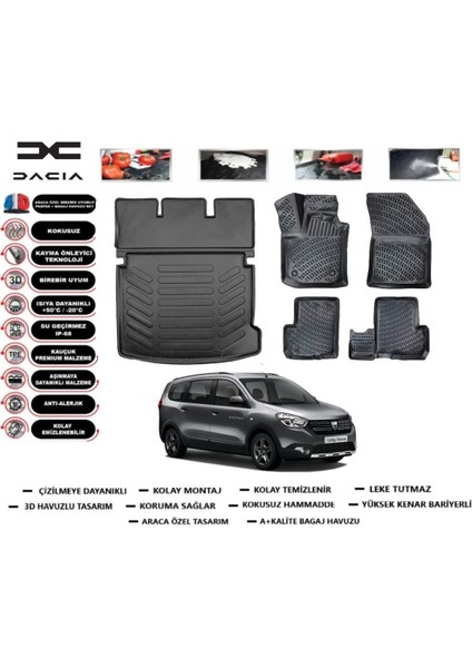 Lodgy 2013 Model Bagaj Havuzu Araca Özel Paspas Takımı Prrox