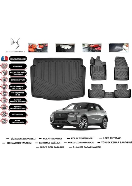 Ds 4 2022 Model Bagaj Havuzu Araca Özel Paspas Takımı Kauçuk
