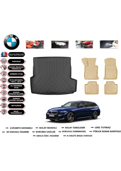 3 Serisi F30 Stw 2015 Model Bagaj Havuzu+Araca Özel Bej Paspas Takımı Flex