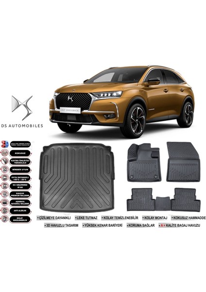 Ds7 Crossback 2021 Model Bagaj Havuzu Araca Özel Siyah Havuzlu Paspas Takımı Sett