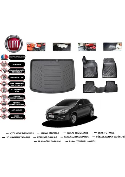 Bravo 2010 Model Bagaj Havuzu Araca Özel Paspas Takımı Prrox