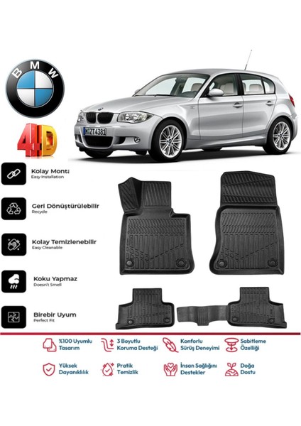 1 Serisi E87 2004-2010 4.5d Plus Havuzlu Siyah Paspas Takımı Yumuşak