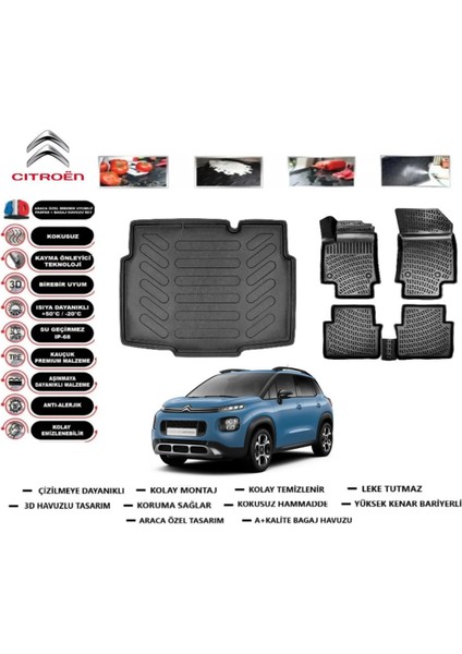 C3 Aircross 2025 Model Alt Bagaj Havuzu Araca Özel Paspas Takımı Prrox