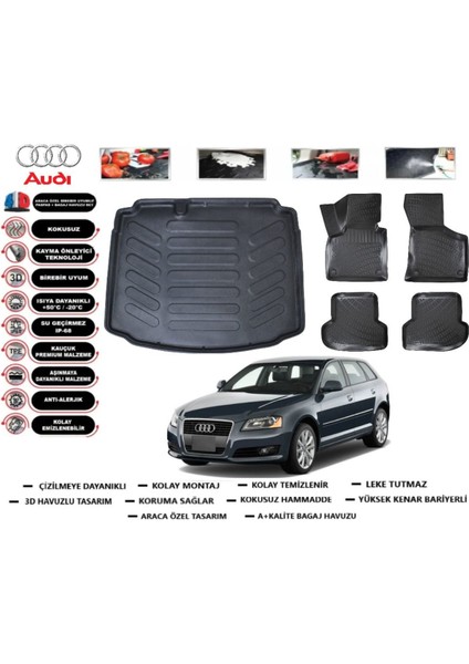 A3 Hb 2007 Model Bagaj Havuzu Araca Özel Paspas Takımı Flex