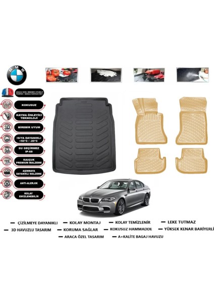 5 Serisi F10 2015 Model Bagaj Havuzu+Araca Özel Bej Paspas Takımı Flex