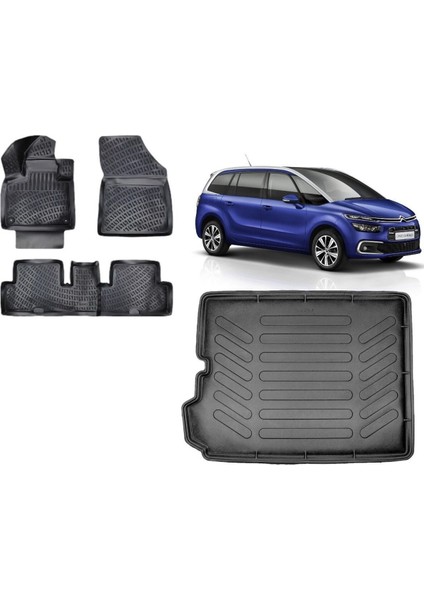 C4 Grand Picasso 7 Koltuk 2019 Model 3D Bagaj Havuzu+3d Havuzlu Araca Özel Paspas Takımı