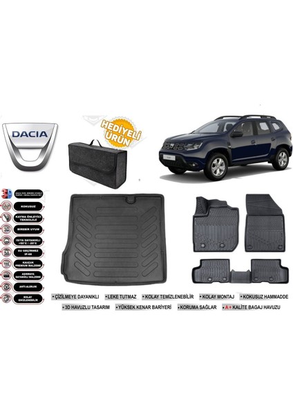 Duster 4x2 2018 Model Bagaj Havuzu+4d Araca Özel Havuzlu Paspas Takımıı Rice