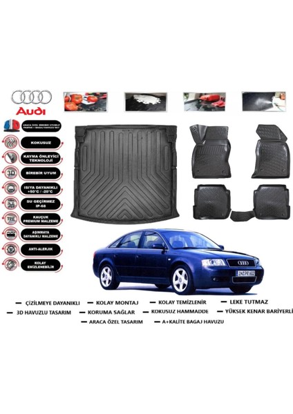 A6 2003 Model Bagaj Havuzu Araca Özel Paspas Takımı Kauçuk