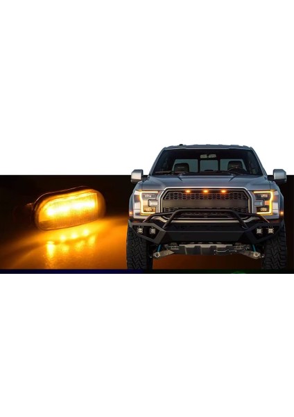 Ford Usa F150 Raptor Ön Panjur Izgara Amber Renk LED 3’lü Takım Set