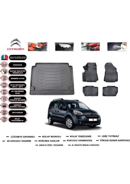 Berlingo 2012 Model Bagaj Havuzu Araca Özel Paspas Takımı Prrox