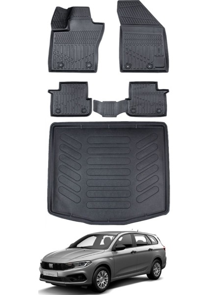 Egea Station Vagon 2017 Model Alt Bagaj Havuzu Araca Özel Siyah Paspas Takımı