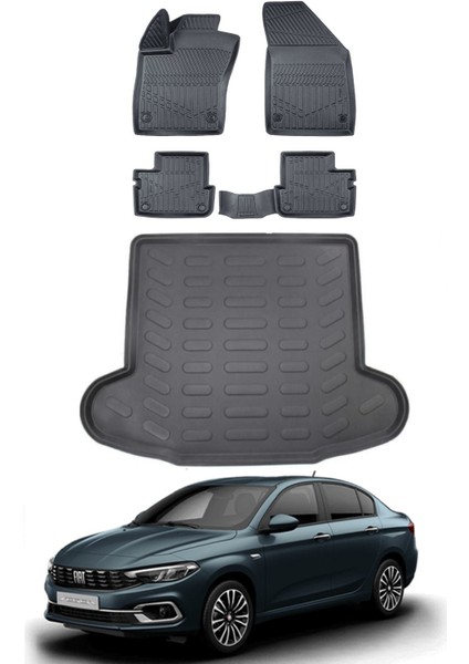 Egea Sedan 2020 Model Bagaj Havuzu Araca Özel Siyah Paspas Takımı