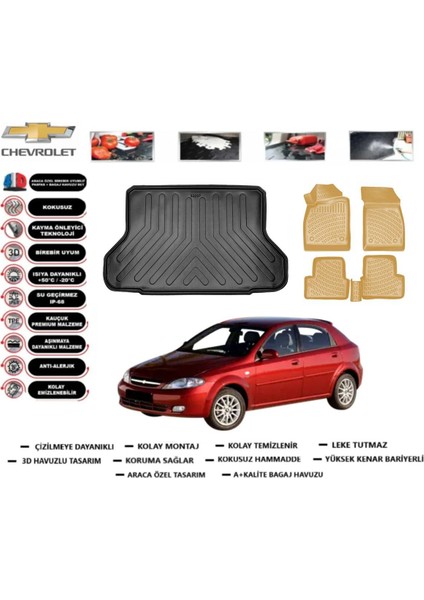Chevrolet Lacetti Hb 2016 Model Bagaj Havuzu(Paspası)+Araca Özel Bej Paspas Takımı Flex