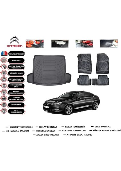 C5 2014 Model Bagaj Havuzu Araca Özel Paspas Takımı Prrox