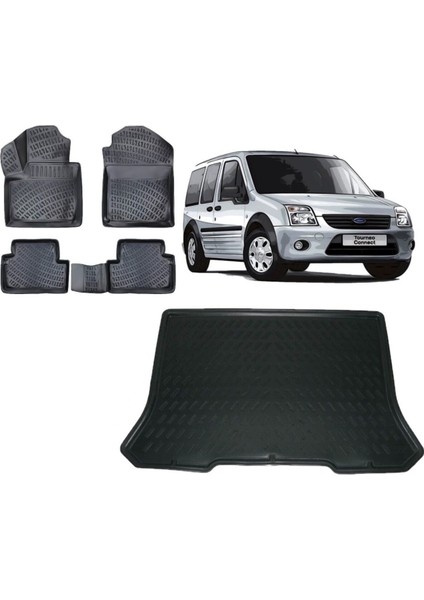 Connect 2010 Model Cepli 3D Bagaj Havuzu+3d Havuzlu Araca Özel Paspas Takımı