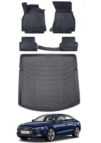 A5 2008 Model Bagaj Havuzu Araca Özel Siyah Paspas Takımı