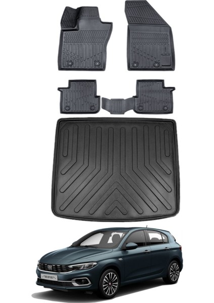 Egea Hatchback 2017 Model Tamir Kitli Bagaj Havuzu Araca Özel Siyah Paspas Takımı