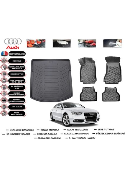 A5 2007 Model Bagaj Havuzu Araca Özel Paspas Takımı Prrox
