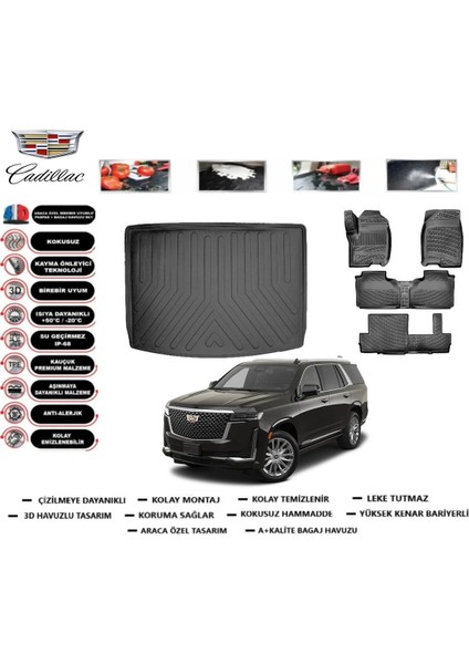 Escalade 7-8 Koltuklu 2025 Model Bagaj Havuzu Araca Özel Paspas Takımı Prrox