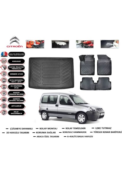 Berlingo 2003 Model Bagaj Havuzu Araca Özel Paspas Takımı Prrox