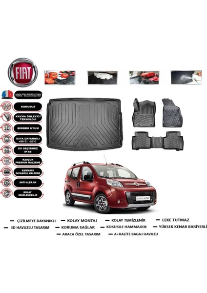 Fiorino 2008 Model Koltuklu Van Bagaj Havuzu Araca Özel Paspas Takımı Prrox
