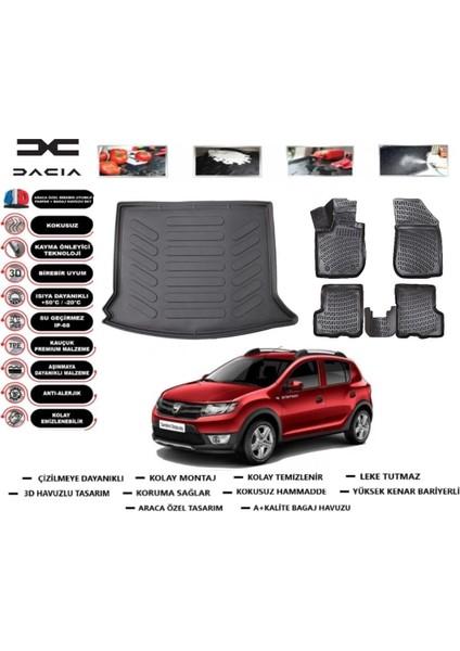 Sandero 2013 Model Bagaj Havuzu Araca Özel Paspas Takımı Prrox