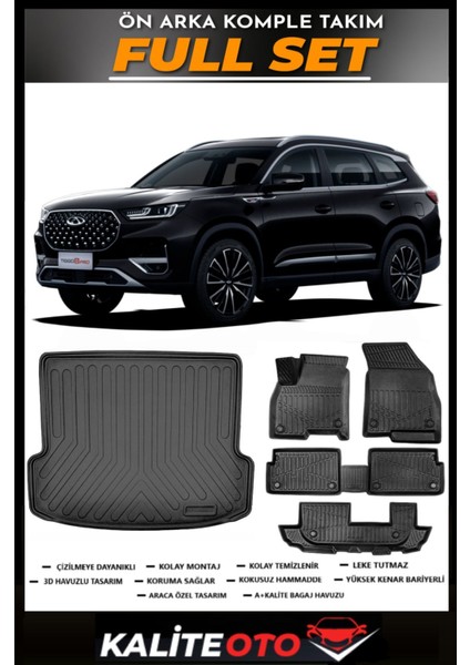 Tiggo 8 7 Kişilik Bagaj Havuzu+4.5d Havuzlu Paspas Seti 2025 Model