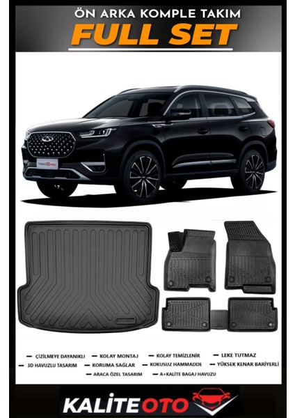 Tiggo 8 Pro Bagaj Havuzu+4.5d Havuzlu Paspas Seti 2023 Model