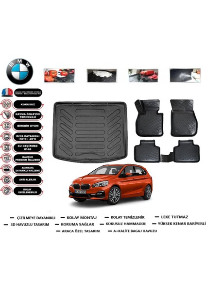 2 Serisi Active Tourer 2014 Model Bagaj Havuzu Araca Özel Paspas Takımı Prrox