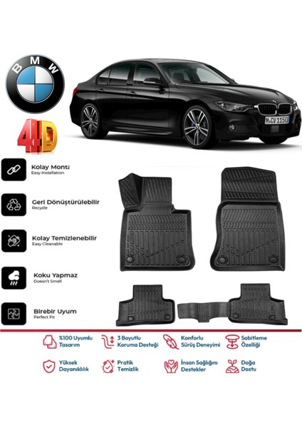 3 Serisi F30 2012-2019 4.5d Plus Havuzlu Siyah Paspas Takımı Yumuşak