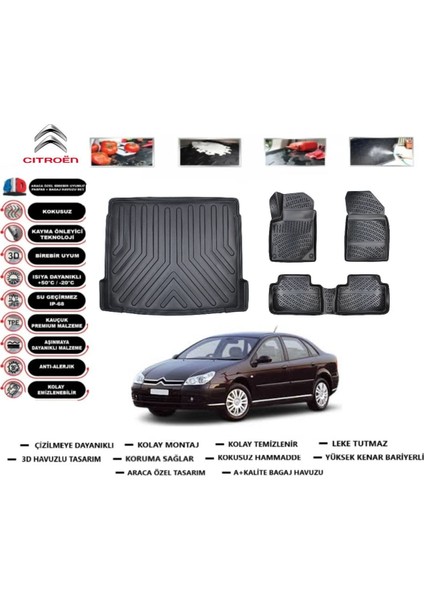 C5 2006 Model Bagaj Havuzu Araca Özel Paspas Takımı Prrox