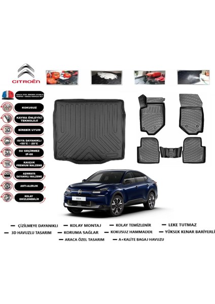 C4X Ince Stepne 2024 Model Bagaj Havuzu Araca Özel Paspas Takımı Flex