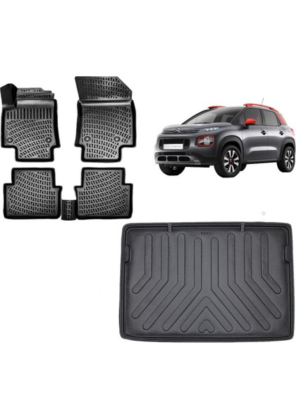 C3 Aircross 2017 Model Üst Kademe 3D Bagaj Havuzu+3d Havuzlu Araca Özel Paspas Takımı