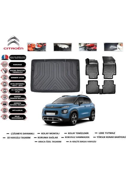 C3 Aircross 2017 Model Üst Bagaj Havuzu Araca Özel Paspas Takımı Prrox