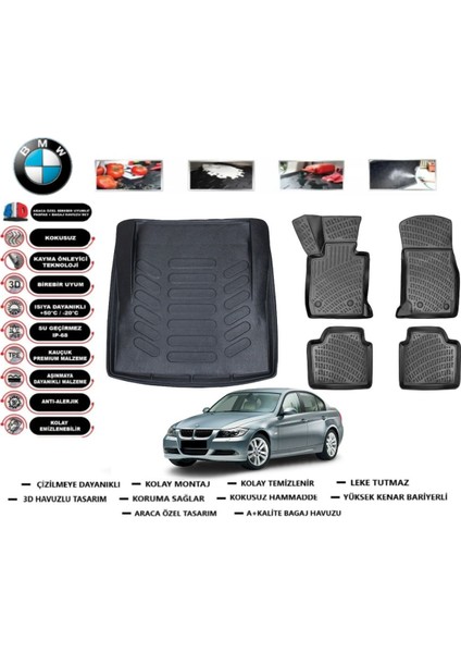 3 Serisi E90 2005 Model Bagaj Havuzu Araca Özel Paspas Takımı Prrox