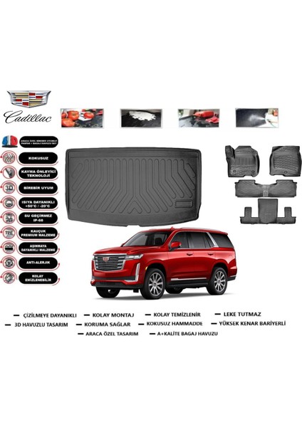 Escalade Esv 7-8 Koltuklu 2023 Model Bagaj Havuzu Araca Özel Paspas Takımı Prrox