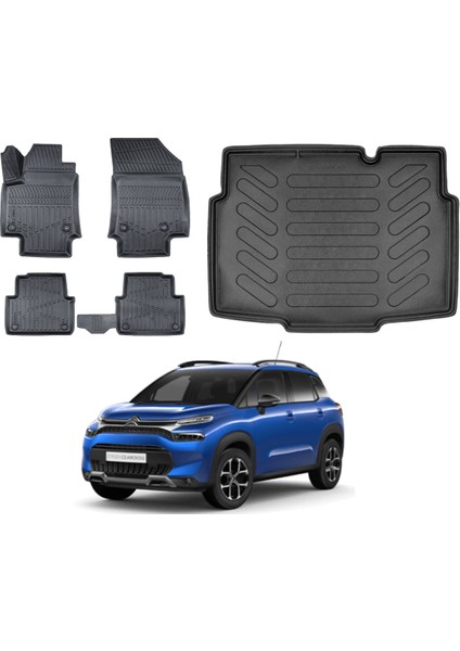 C3 Aircross 2016 Sonrası 3D Alt Bagaj Havuzu+3d Araca Özel Paspas Takımı Luxury Serisi