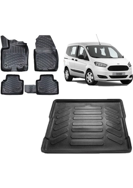 Courier 2023 Model 3D Bagaj Havuzu+3d Havuzlu Araca Özel Paspas Takımı