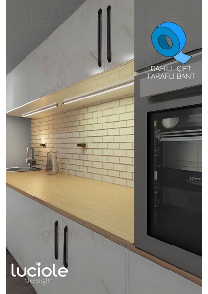 Mutfak Tezgah Altı LED Işık Bar Aç Kapa Günışığı Yapışkanlı 1 Metre - Lambader Gun5