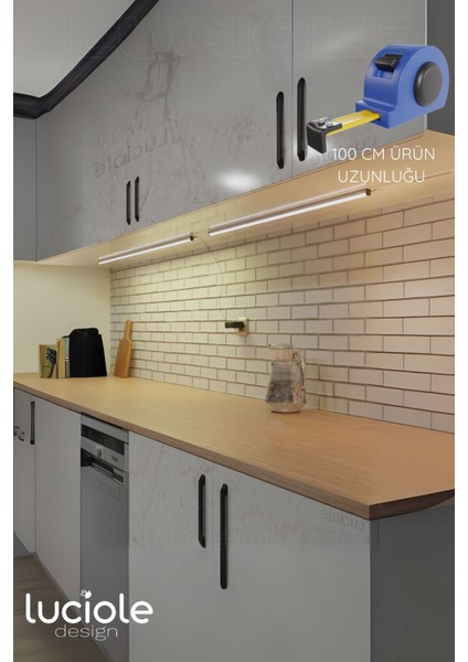 Mutfak Tezgah Altı LED Işık Bar Aç Kapa Günışığı Yapışkanlı 1 Metre - Lambader Gun5