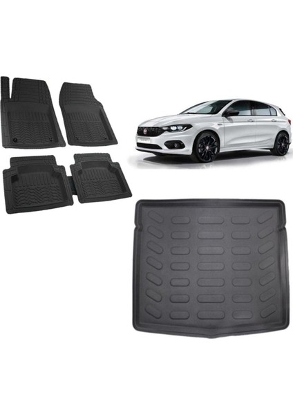 Egea Hatchback 2022 Model 3D Bagaj Havuzu+3d Siyah Havuzlu Paspas Takımı