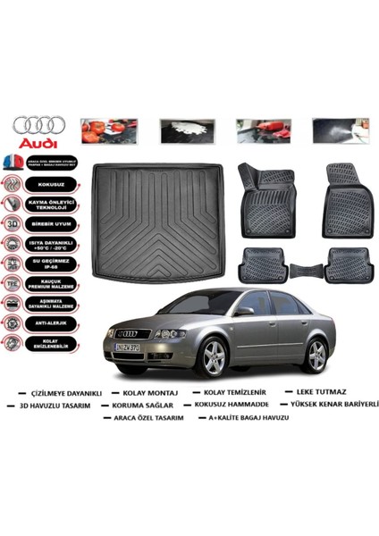 A4 2002 Model Bagaj Havuzu Araca Özel Paspas Takımı Prrox