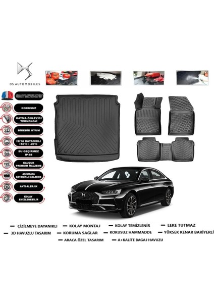Ds 9 2024 Model Bagaj Havuzu Araca Özel Paspas Takımı Prrox