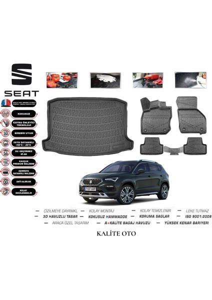 Ateca 2023 Model 3D Bagaj Havuzu+4d Havuzlu Paspas Seti