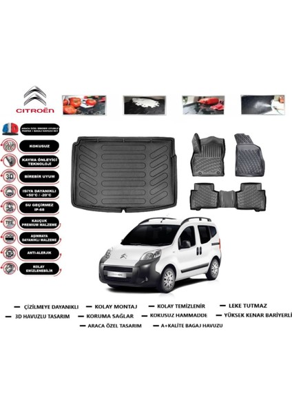 Nemo 2009 Model Bagaj Havuzu Araca Özel Paspas Takımı Prrox