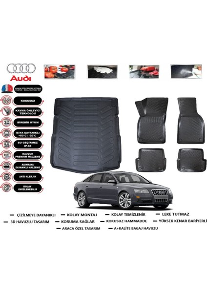 A6 2010 Model Bagaj Havuzu Araca Özel Paspas Takımı Flex