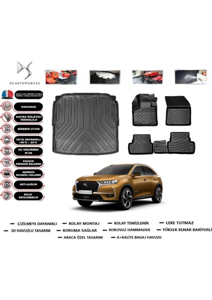 Ds 7 E-Tense 2019 Model Bagaj Havuzu Araca Özel Paspas Takımı Prrox