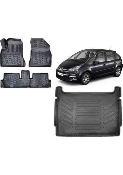 C4 Grand Picasso 7 Koltuk 2008 Model 3D Bagaj Havuzu+3d Havuzlu Araca Özel Paspas Takımı