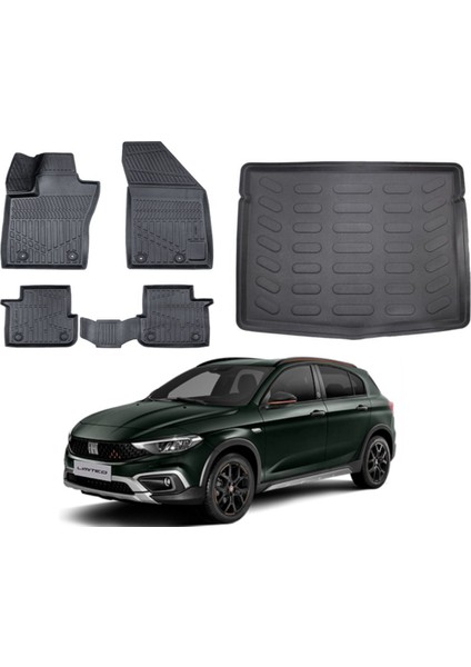 Egea Cross 2017 Model Uyumlu Stepneli Bagaj Havuzu Paspas Takımı Eva Serisi